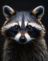Fototapeta premium Majestic raccoon portrait with dramatic low key lighting