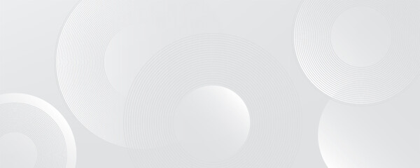 Abstract white glowing geometric lines on gray background. Modern shiny blue circle lines pattern. Futuristic technology concept. Suit for cover, poster,