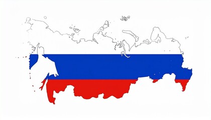 The flag of Russia filling the country map silhouette vector clean style isolated on white background
