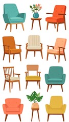 Colorful mid-century modern armchair collection