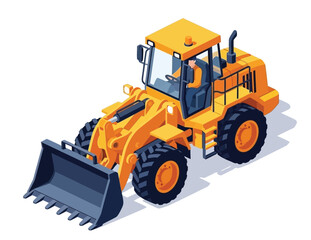  isometric construction equipment isolated on white. Heavy equipment. construction vehicle vector © bow