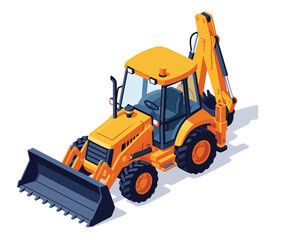 isometric construction vehicles isolated on a white background, vector illustration, depicting transportation and machinery equipment