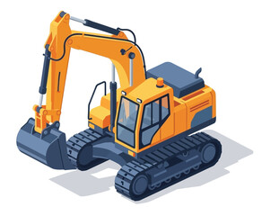 isometric construction vehicles isolated on a white background, vector illustration, depicting transportation and machinery equipment