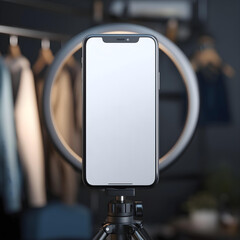 smart phone  tripod with ring light around.