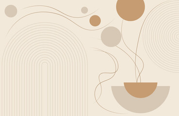 Boho minimal warm natural beige moonlit boat poster