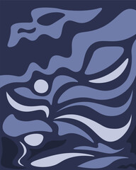 Organic fluid abstract mystic deep indigo dolphin wave poster