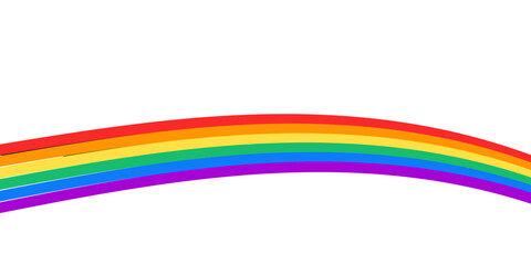 Rainbow wavy ribbon design element. LGBTQ Pride month flag. Rainbow color wave background template shape for banner, poster, flyer, brochure, booklet, cover. Vector illustration backdrop