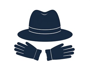 Dark hat and gloves icon