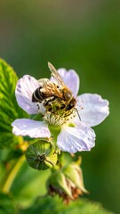 Close-up of bee on a vibrant blossom