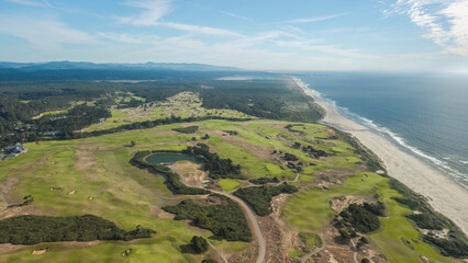 Bandon Dunes Golf Course, drone view