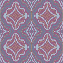 Ikat Seamless Pattern, Boho Tribal Textile Digital Paper, Hand Drawn Ethnic Fabric Design, Abstract Geometric Ikat Background for Printing and Crafts