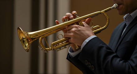 Obraz premium Close-up of Musician Playing Trumpet