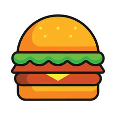 Cartoon Burger Illustration On White Background