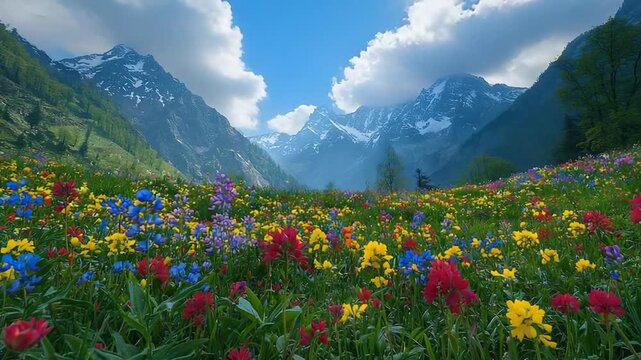valley of flowers wildflowers uttarakhand indian landscape video