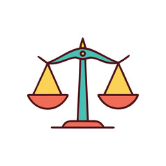 Stylized balance scales icon representing justice fairness and equality with a simple geometric design