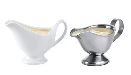 Pouring Gravy Boat with Stream and Elegant Design, isolated on transparent background