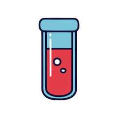 Obraz premium Simple cartoon illustration of a test tube filled with red liquid and bubbles