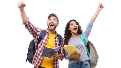 happy young couple celebrating victory