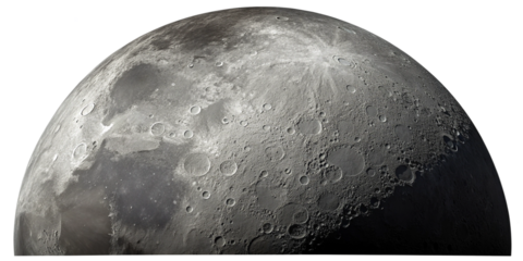 Highly Detailed Realistic Moon Close-Up with Craters and Shadows on Transparent Background
Astronomical Telescope View of the Moon – Textured Lunar Surface Isolated on Transparent Background