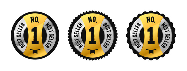 No.1 Best Seller badge vector with elegant gold and silver design. Perfect for product labels, icon, logo, promotions, awards, banners, or premium quality icons