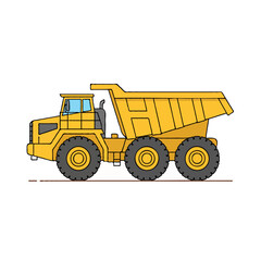 Yellow dump truck isolated on white
