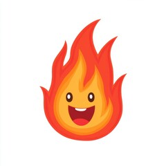 Cartoon Style Happy Flame with Face and Bright Colors for Fun Design