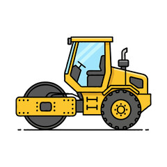 Fototapeta premium Vector illustration of a soil compactor used for road or asphalt construction, showing heavy machinery designed to compress and level surfaces