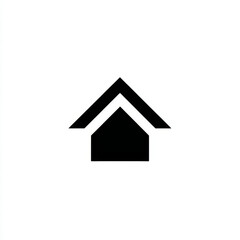 Minimalist House Home Outline Icon, in black and white, representing property and dwelling