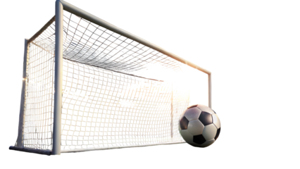 soccer ball in goal net