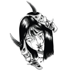 The face of a woman in court