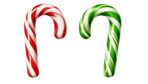 Premium Christmas Candy Cane Collection with Striped Patterns, isolated on transparent background