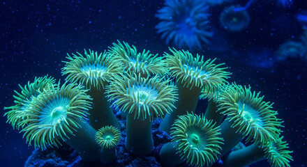 Fototapeta premium Green Star Polyps Corals Reef Aquarium
