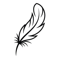 Obraz premium Elegant hand drawn sketch of a single delicate feather with fine lines
