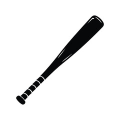Classic baseball bat silhouette with grip detail for sports and recreation concepts