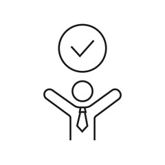 icons. icons of a finished work. finished work. done. a black and white icon with lines. different shapes with a completed task. a completed task.