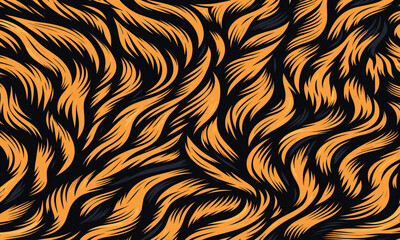 Vectand tiger skin pattern illustration with wild animal stripes and fur texture background, ideal fand wallpaper, fabric, tile surfaces, and decandative projects.