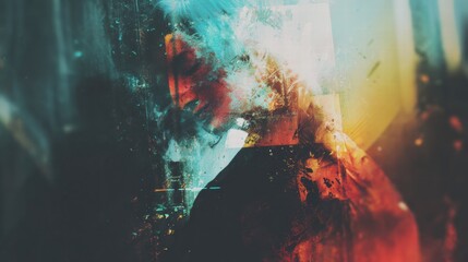 Obraz premium Artistic portrait reflecting emptiness and loss of self in abstract form.