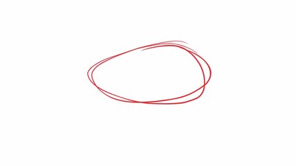 Minimalist doodle animation featuring abstract black wave lines and simple red circle sketch on white background, hand drawn stroke motion graphic, decorative element for creative projects, presentati