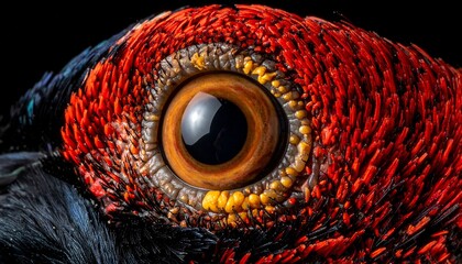 Close-up of bird's eye and vibrant plumage
