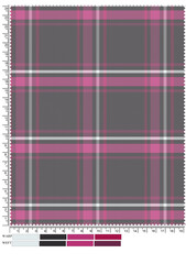 Seamless tartan pattern with a textured, woven look. Features green, gold, purple, and white stripes, creating a classic and versatile fabric design suitable for various applications.

