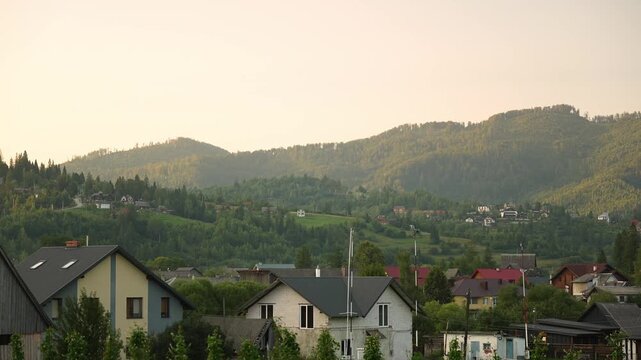 evening mountains, view from the mountain, Ukrainian Carpathians, Slavske