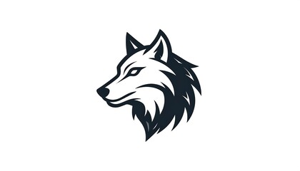 A stylized, monochrome wolf head silhouette facing left. Depicted with sharp lines and a focused gaze. The image contrasts the dark figure against a pure white background
