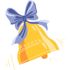A Festive Golden Bell adorned with a Bright Ribbon Decoration, symbolizing celebration and joy