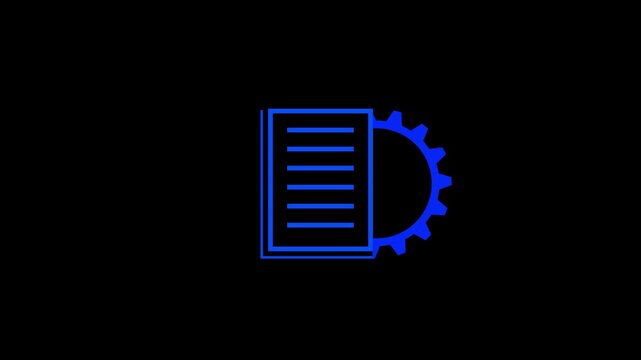 Document. Vector icon animation black background. Setting cogwheel. Operating system. Loop 4k video