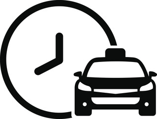 Driving time icon flat style isolated on white background. car and clock icon
