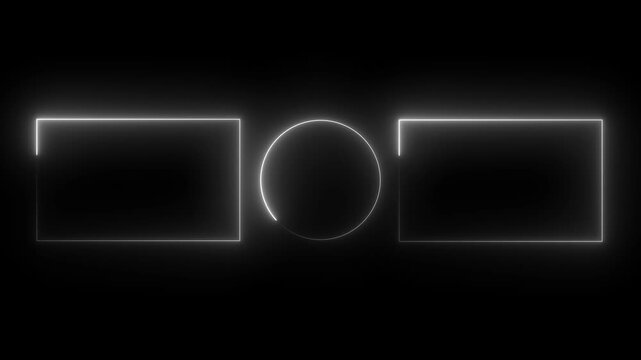 Rectangle and circle shape area colorful neon animation. Neon abstract rectangle and circle shape line animation. 4k video