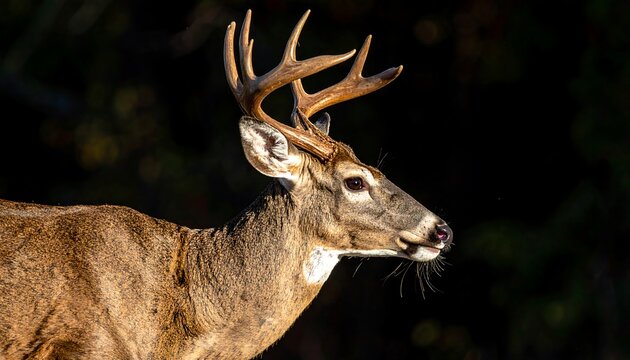 Close-up profile of a buck deer - Powered by Adobe