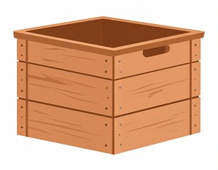 Brown Wooden Crate with Lid and Handle