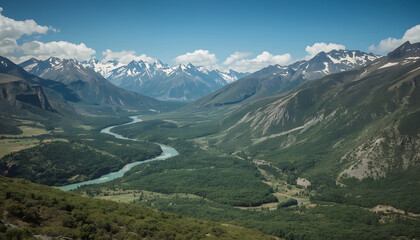 Obraz premium view of mountains with river