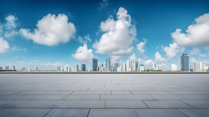 wide shot modern city landscape sky clean and clear